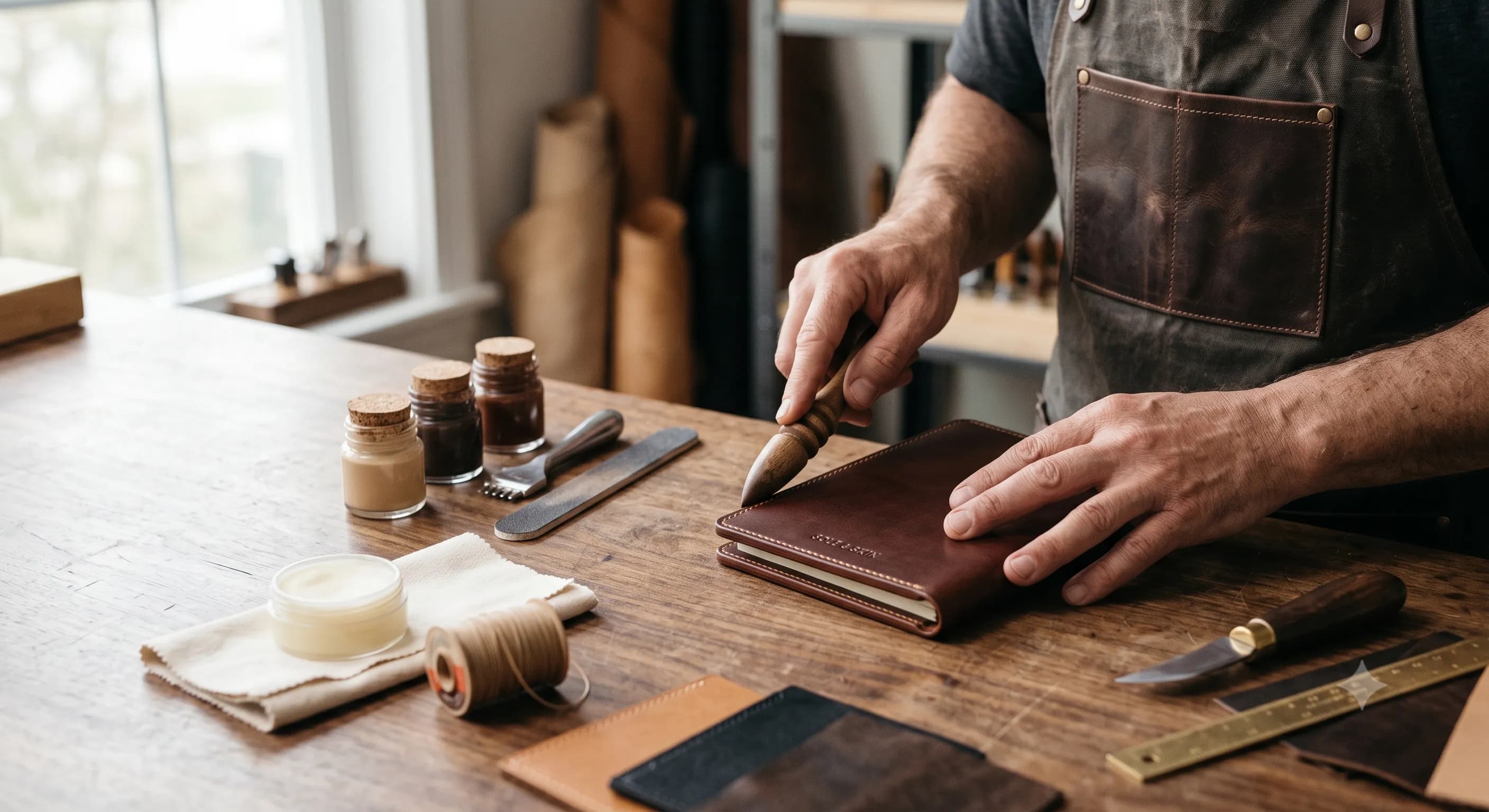 Leather edge finishing